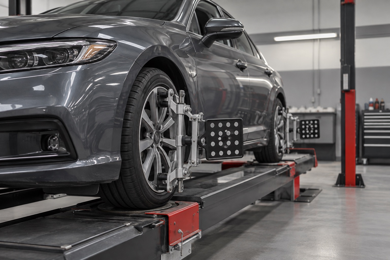 Wheel targets on an alignment rack