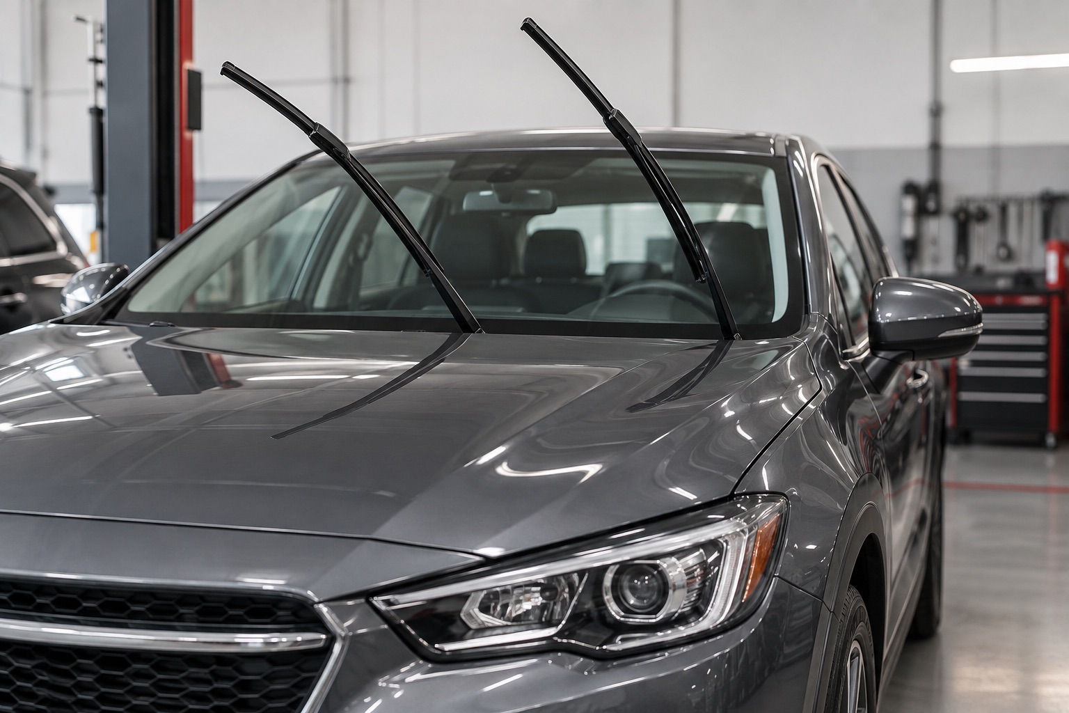 Vehicle headlamp and windshield wipers